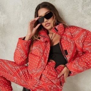 Misguided Bandana Print Puffer Jacket